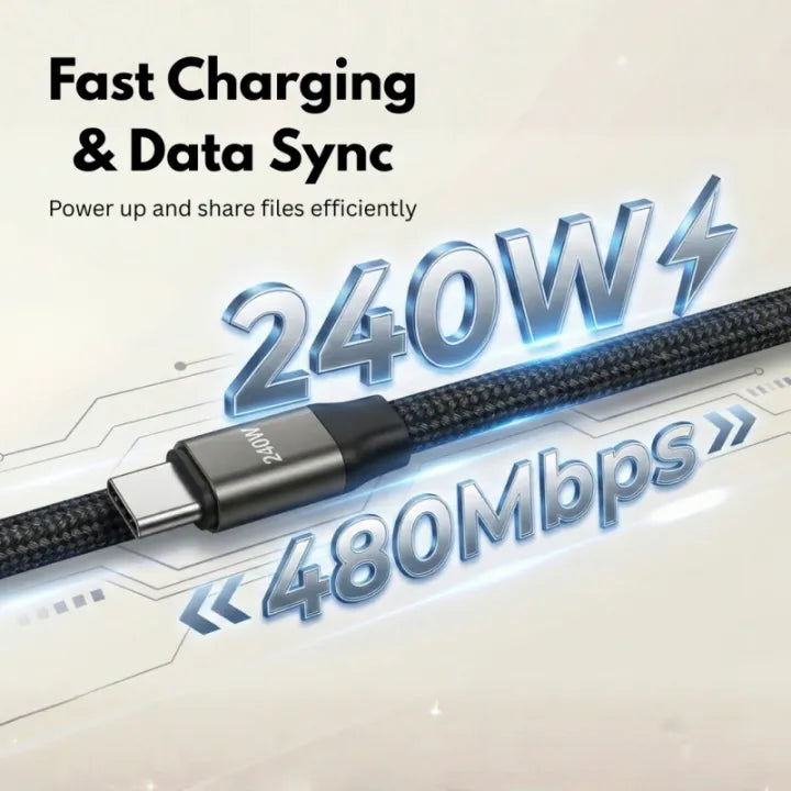 2-IN-1 FOLDABLE STAND CHARGING CABLE – 240W FAST CHARGE