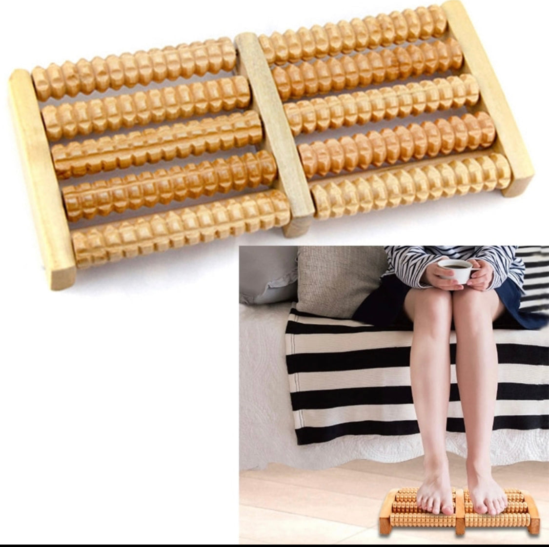 WOODEN ROLLER FOOT MASSAGER