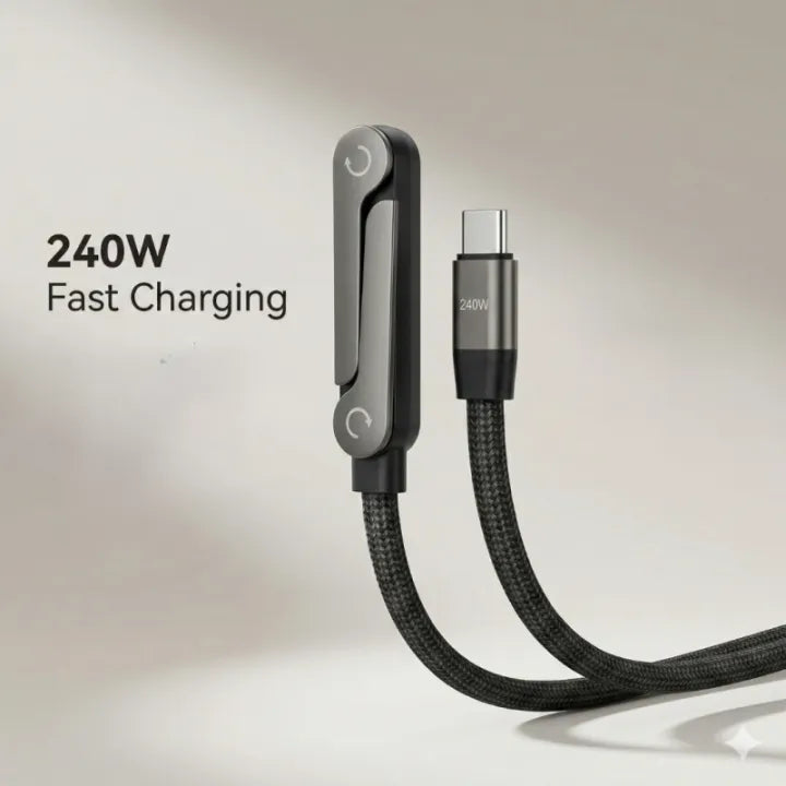2-IN-1 FOLDABLE STAND CHARGING CABLE – 240W FAST CHARGE