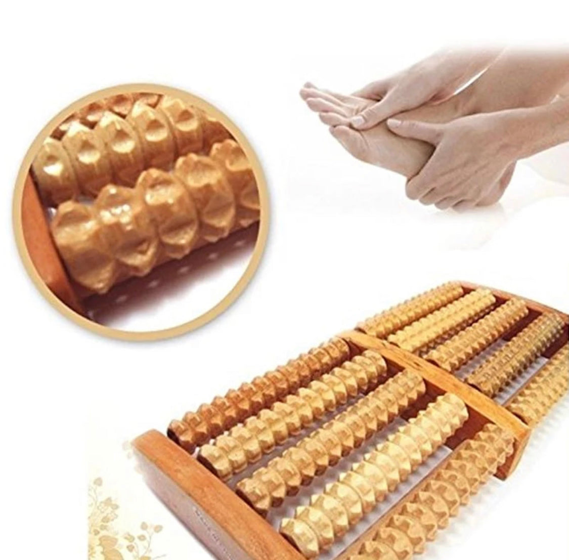 WOODEN ROLLER FOOT MASSAGER