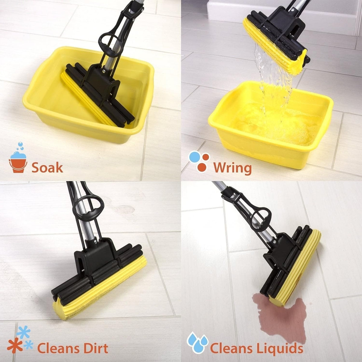 360° FLOOR SQUEEGEE WITH LONG HANDLE -HEAVY-DUTY WATER WIPER