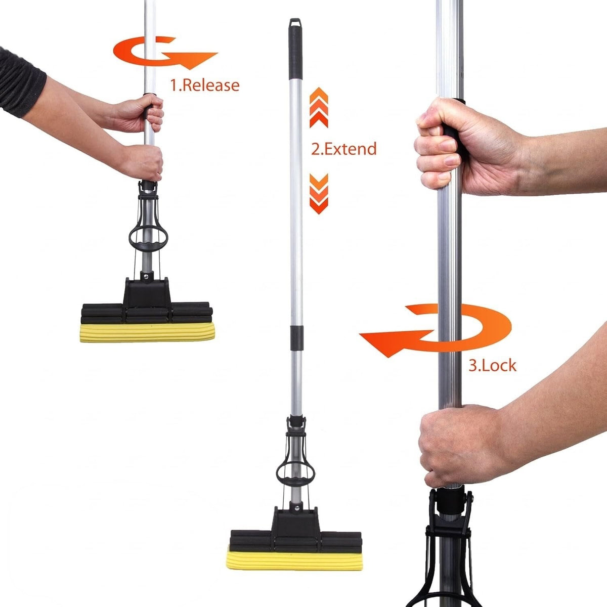 360° FLOOR SQUEEGEE WITH LONG HANDLE -HEAVY-DUTY WATER WIPER