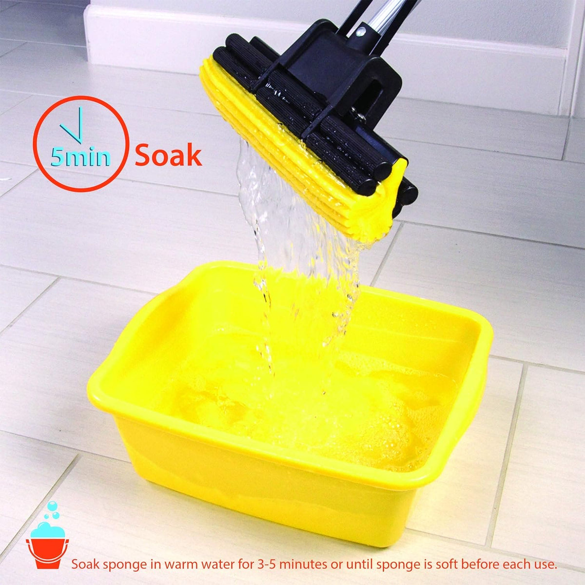 360° FLOOR SQUEEGEE WITH LONG HANDLE -HEAVY-DUTY WATER WIPER