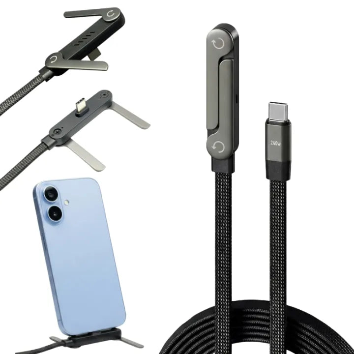 2-IN-1 FOLDABLE STAND CHARGING CABLE – 240W FAST CHARGE