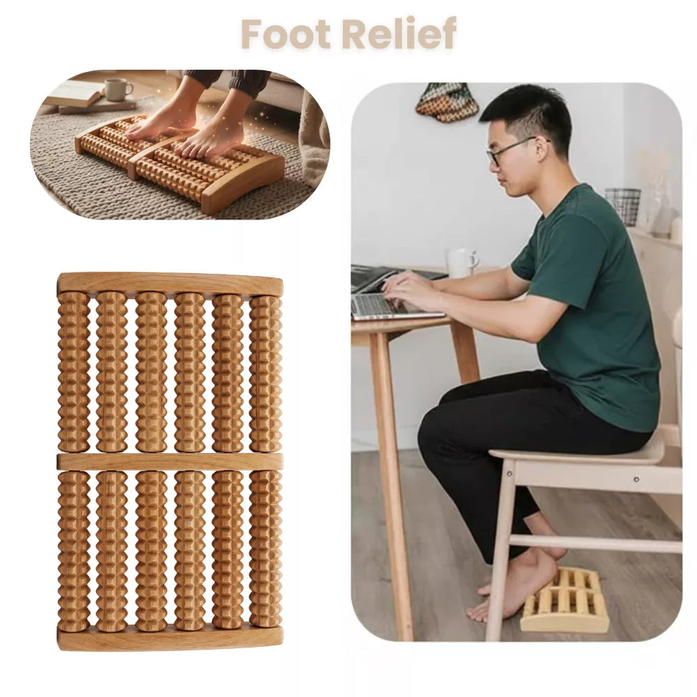 WOODEN ROLLER FOOT MASSAGER